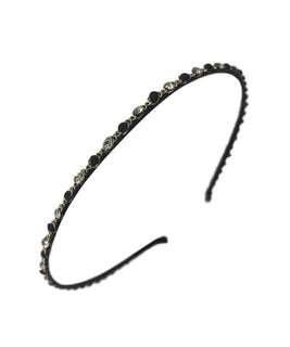Chic Vintage Headband with a Gold-Plated Chain completed with Crystals and Onyx Gem Stones