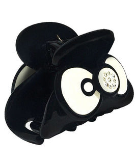 Small Black Hair Claw with Ivory Bow Design