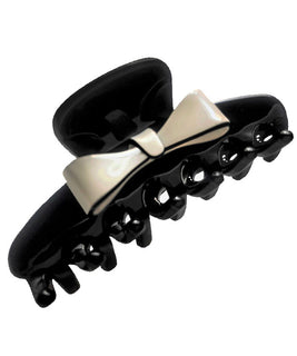 Small Black Hair Claw with 3D Ivory Bow Embelishment