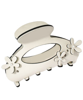 Small Ivory Hair Claw with 3D Floral Embelishments