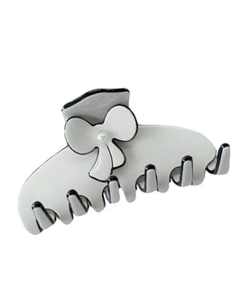 Medium Ivory Hair Claw with a 3D Floral Embelishment