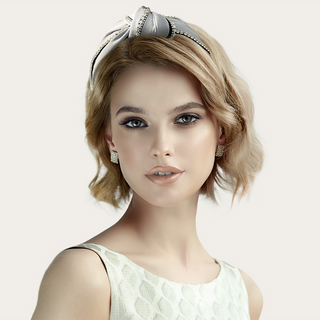 Ottaman Style Grey Headdress with Top Knot finished with Crystal Embelishments