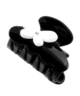 Medium Black Hair Claw with a White Bow Embelishment
