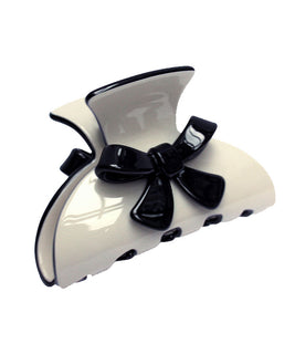 Medium Ivory Hair Claw with 3D Black Bow Embelishment