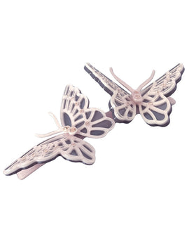 Pink Duo Butterly Barrette with Rose Hued Ziron Gemstones