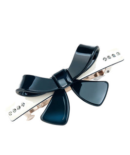 Ivory Barrette with Large Black Bow Embelishment