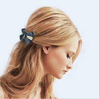 Ivory Barrette with Large Black Bow Embelishment