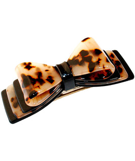 Turtleshell Barrette with a 3D Multi-Dimensional Layered Bow Embelishment