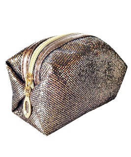 Bronze Scintillate Pochette complete with Gold Zipper (14.5cm x 10cm x 6cm)