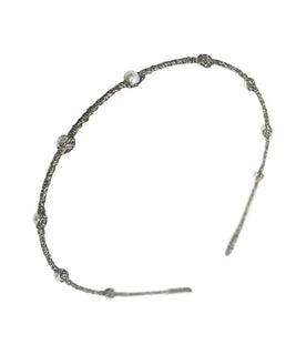 Chic Iridescent Bronze Headband completed with Segmented Pearls
