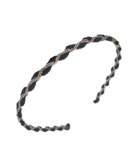 Chic Rose Gold and Black Headband with Half-Knot Twist Design