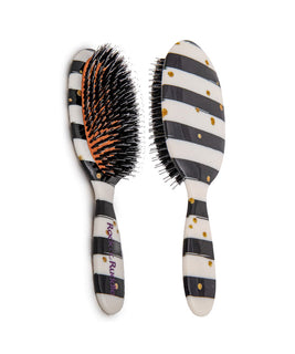 Black & White Stripes with Gold Dots - Small Hairbrush