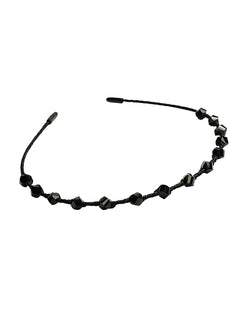 Chic Black Headband with Appliqué Beading
