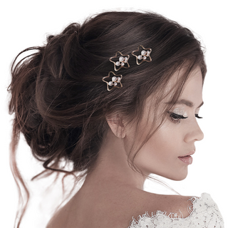 Gold Plated Star Hair Pin with Hammered Finishing