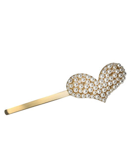 Gold Plated Heart Hair Pin finished off with Pearl Embelishments