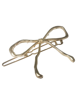 Gold Plated Bow Hair Pin with Hammered Finishing