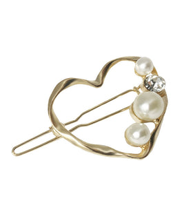Gold Plated Heart Hair Pin with Hammered Finishing