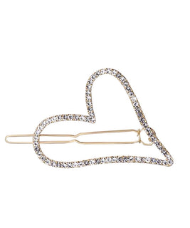 Gold Plated Heart Shaped Hair Pin with Crystal Embelishments