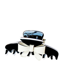 Small Black Hair Claw with 3D Ivory Bow Embelishment